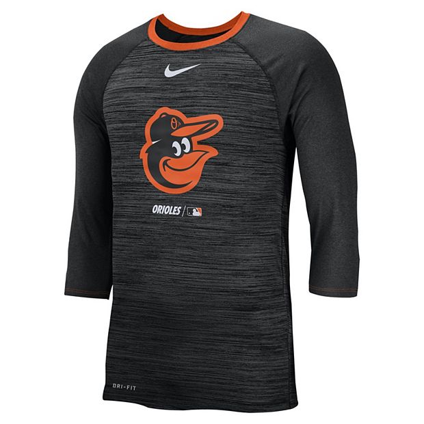 Nike Men's Baltimore Orioles 3/4 Sleeve Raglan Logo Tee