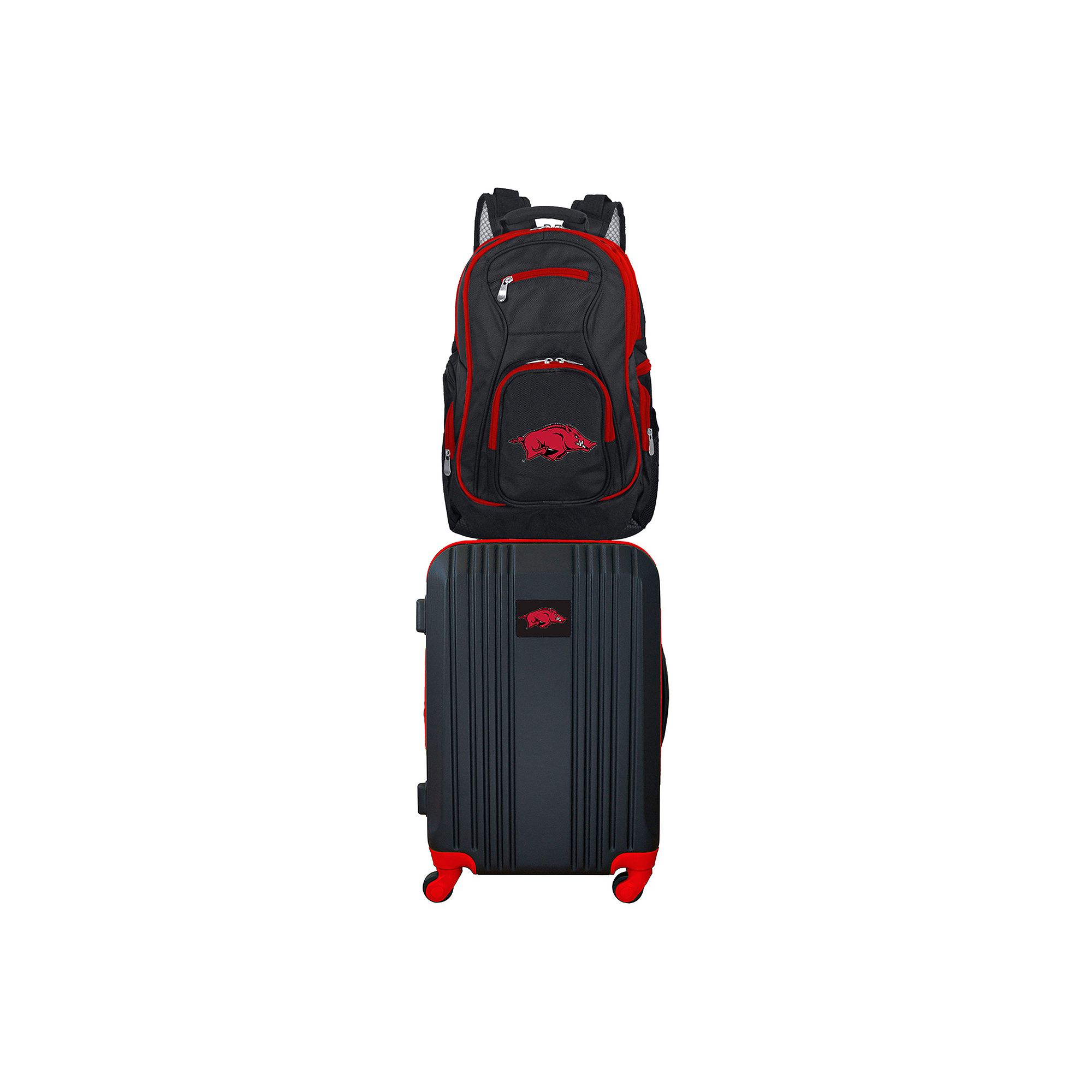 Arkansas Razorbacks Wheeled Carry-On Luggage & Backpack Set, Black
