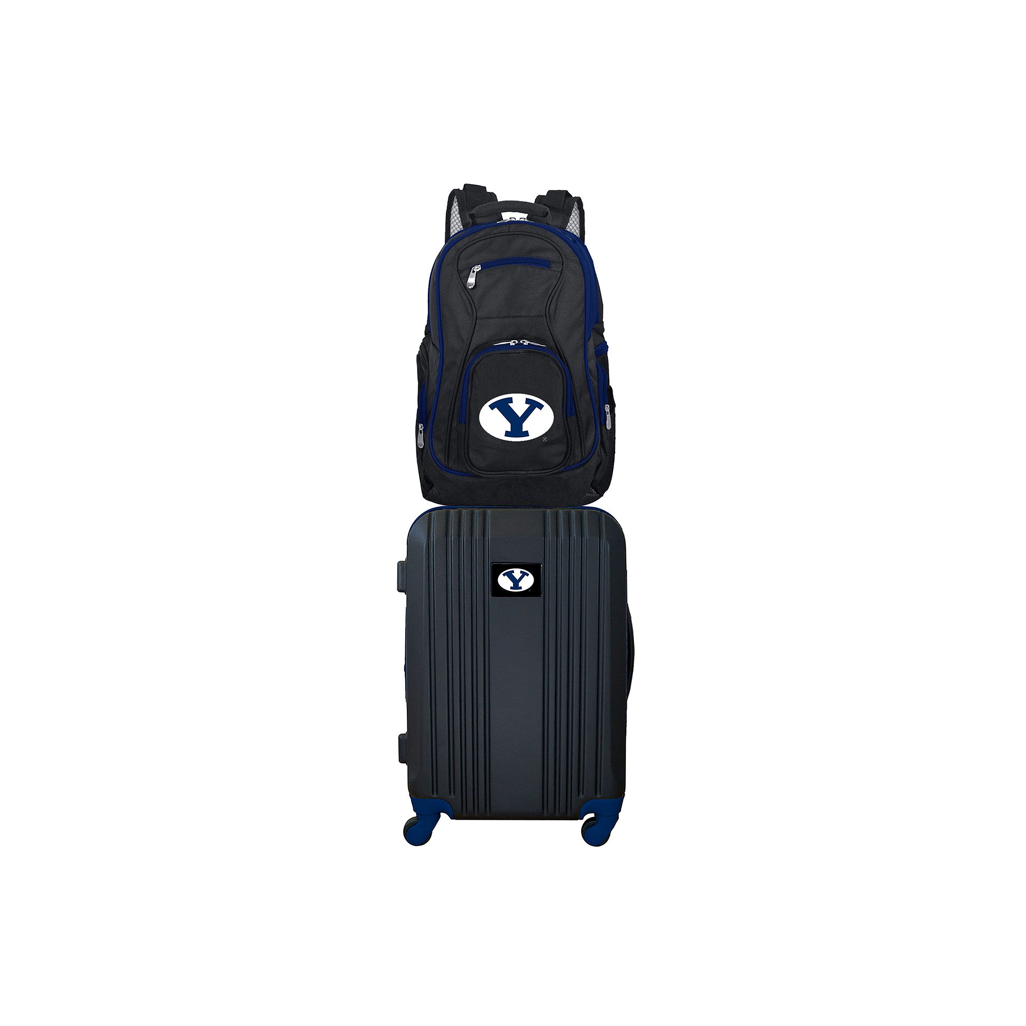 BYU Cougars Wheeled Carry-On Luggage & Backpack Set, Black