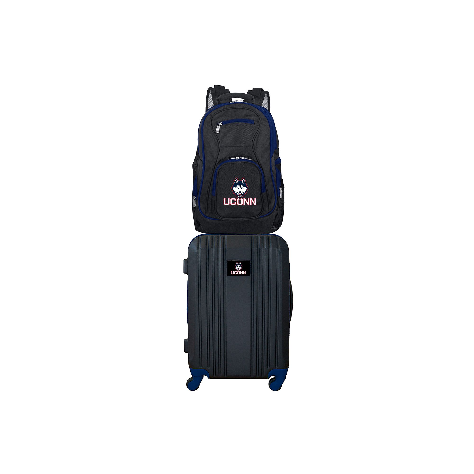 UConn Huskies Wheeled Carry-On Luggage & Backpack Set, Black
