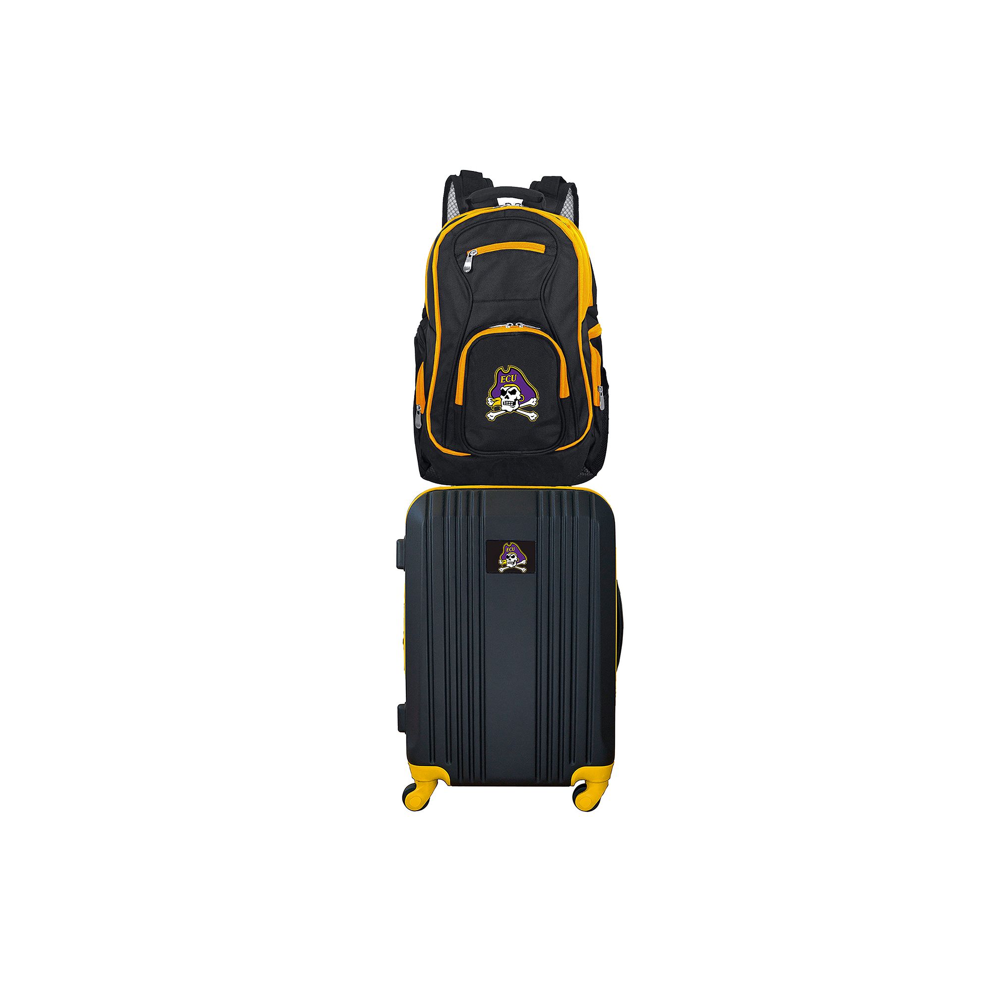 East Carolina Pirates Wheeled Carry-On Luggage & Backpack Set, Ecu Black