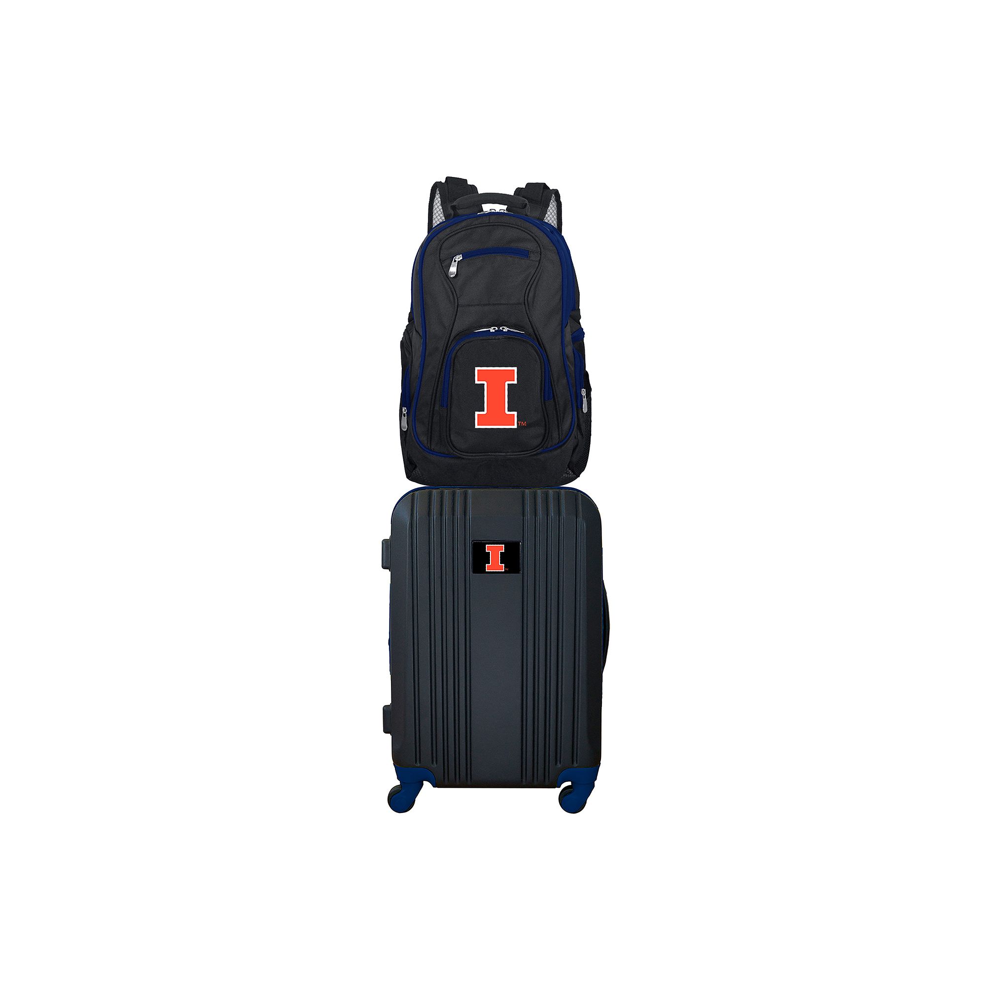 Illinois Fighting Illini Wheeled Carry-On Luggage & Backpack Set, Black