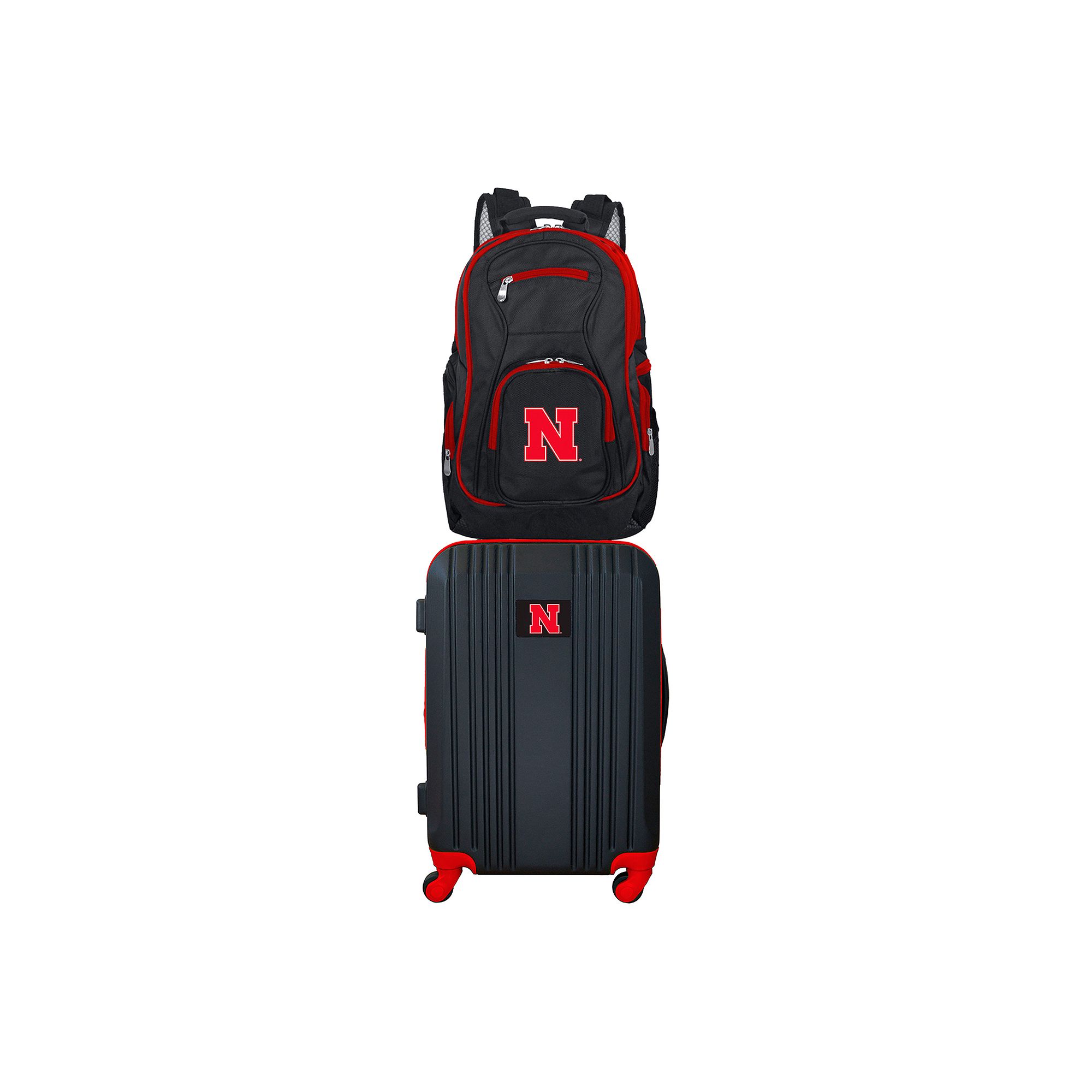 Nebraska Cornhuskers Wheeled Carry-On Luggage & Backpack Set, Black