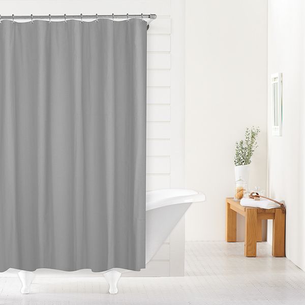 Heavy Weight Fabric Shower Curtain Liner, Grey Black Fabric Shower Curtain