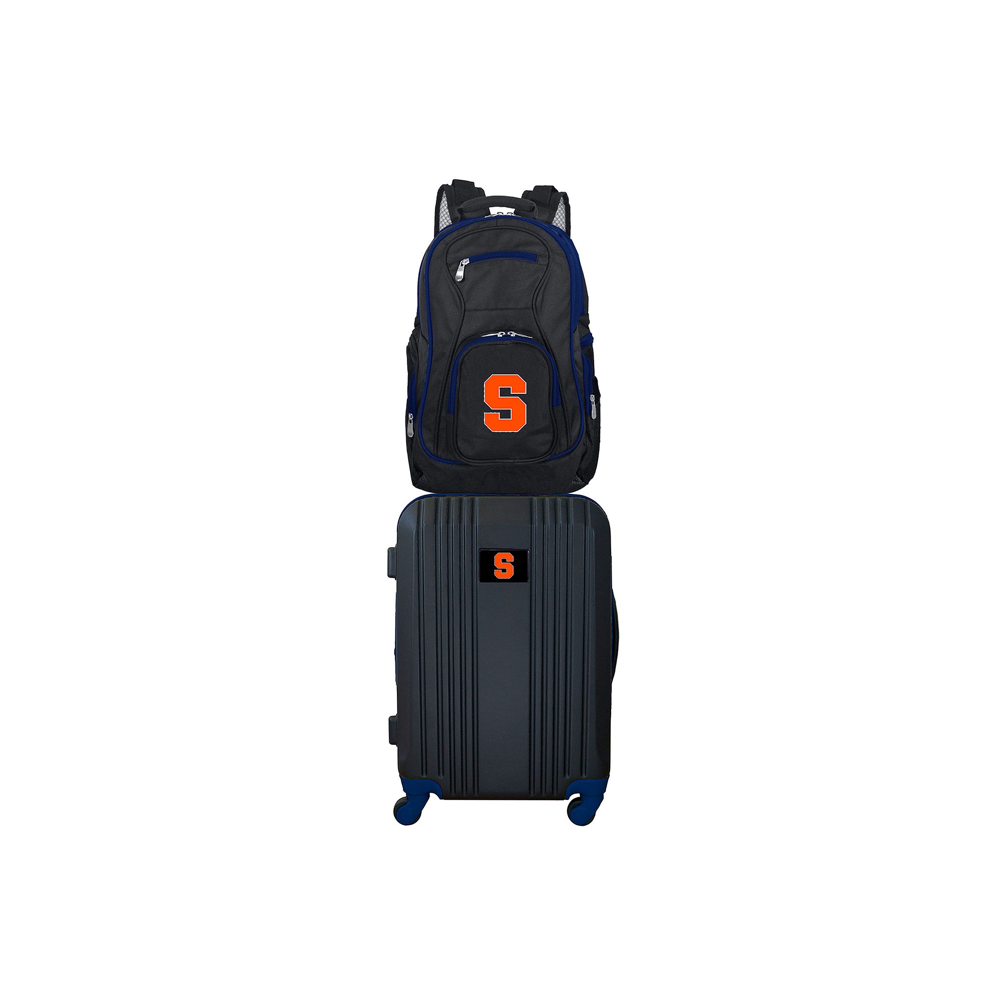 Syracuse Orange Wheeled Carry-On Luggage & Backpack Set, Black