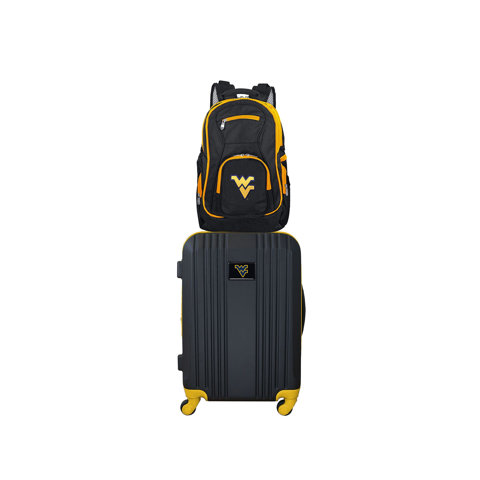 West Virginia Mountaineers Wheeled Carry-On Luggage & Backpack Set, Black
