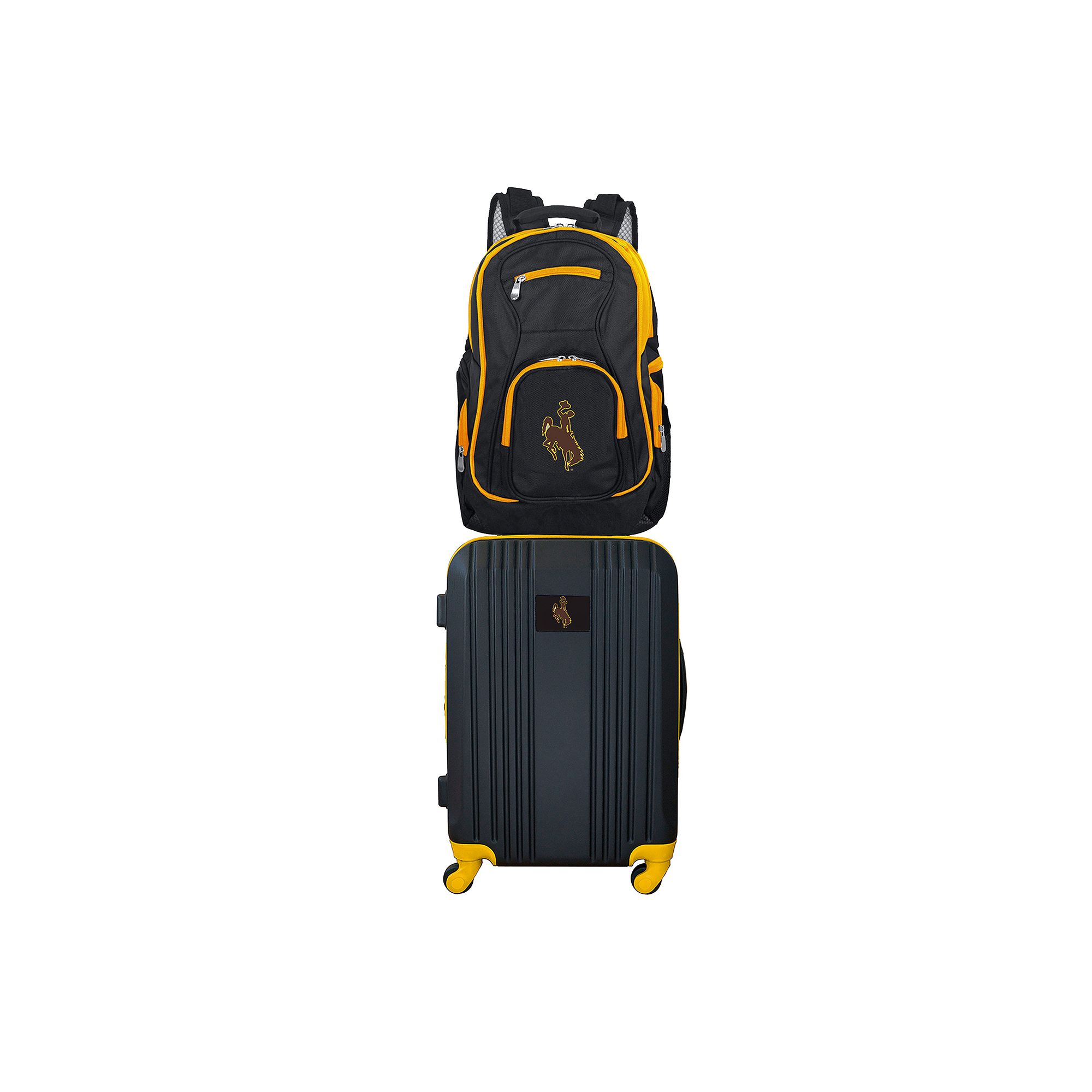 Wyoming Cowboys Wheeled Carry-On Luggage & Backpack Set, Wyo Black