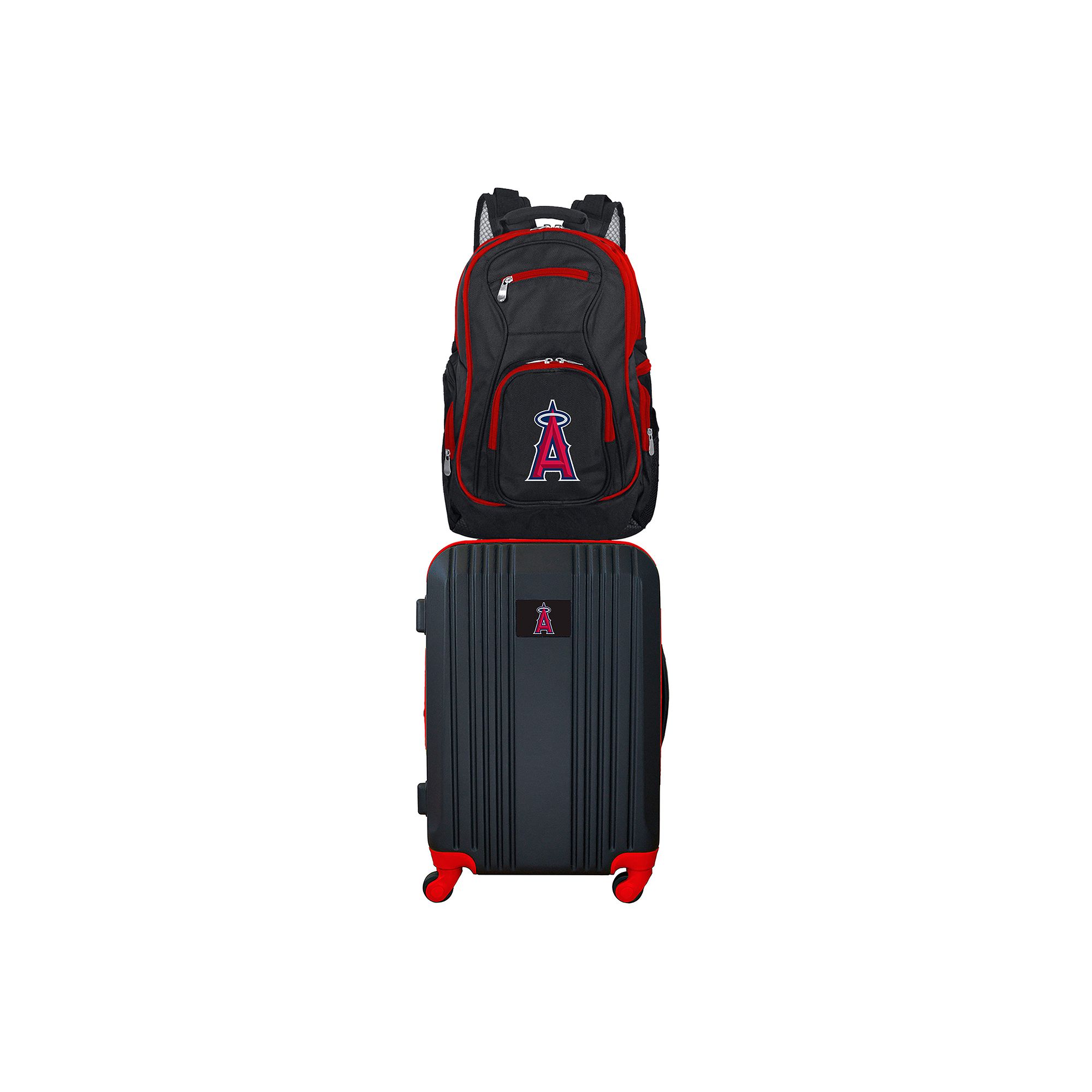 Los Angeles Angels of Anaheim Wheeled Carry-On Luggage & Backpack Set, Blac