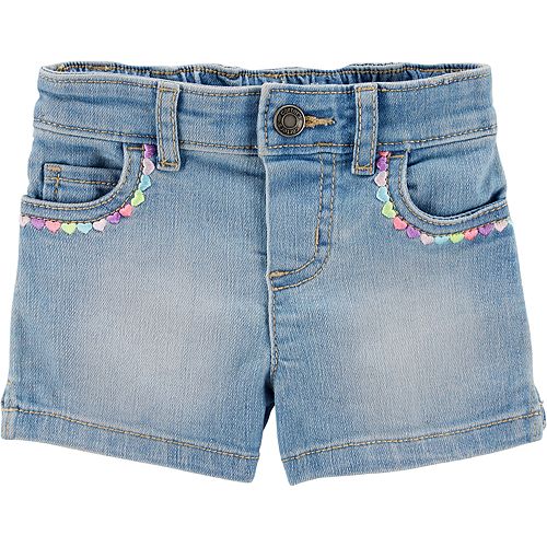 Baby Girl Carter's Embroidered Heart Denim Shorts