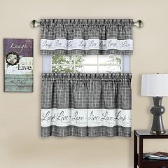 Tucker Ticking Stripe Button Tab Top Window Kitchen Tier Set of 2 - 30 x  36 - Gray - Elrene Home Fashions