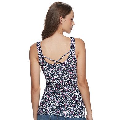 Juniors' SO® Strappy Cross-Back Reversible Tank
