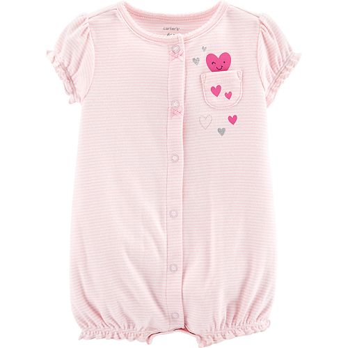 Baby Girl Carter's Striped Heart Graphic Romper