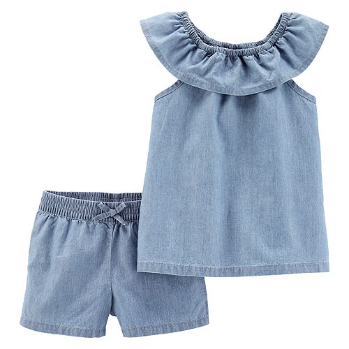 Baby Girl Carter's Chambray Top & Shorts Set