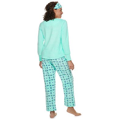 Women's Croft & Barrow® 3-piece Sleep Tee & Pants Fleece Pajama Set
