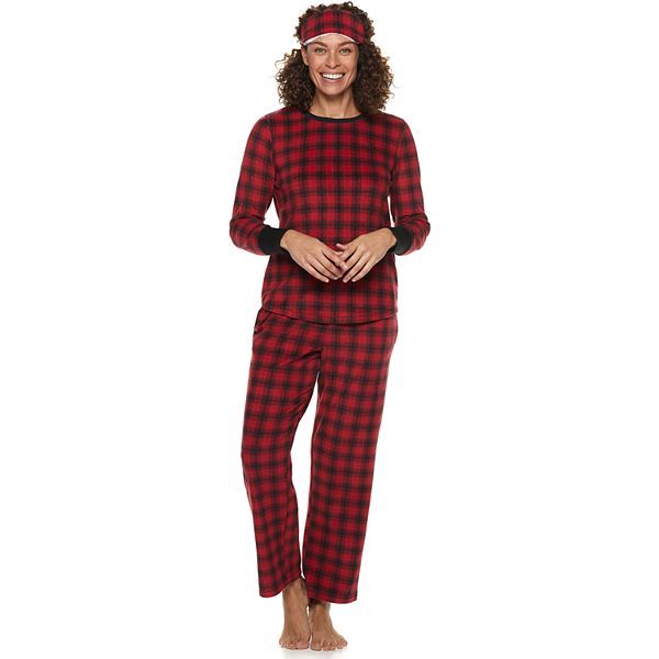 Women's Croft & Barrow® 3-piece Sleep Tee & Pants Fleece Pajama Set