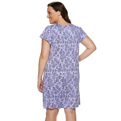 Plus Size Croft & Barrow® Printed V-Neck Nightgown