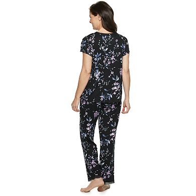 Women's Croft & Barrow® Printed Lace-Trim Sleep Tee & Pants Pajama Set