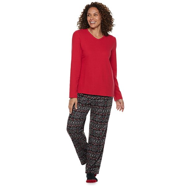 Women's Croft & Barrow® Fleece 3-piece Pajama Set