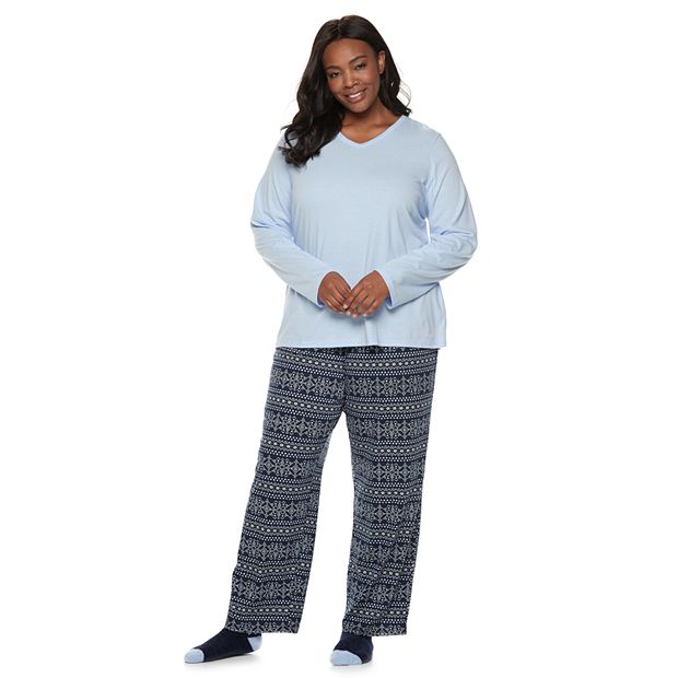 Plus Size Croft Barrow Sleep Tee Pants Socks Pajama Set