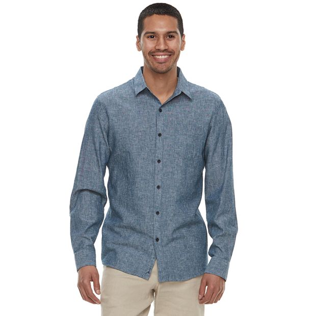 Men's Marc Anthony Slim-Fit Linen-Blend Stretch Button-Down Shirt