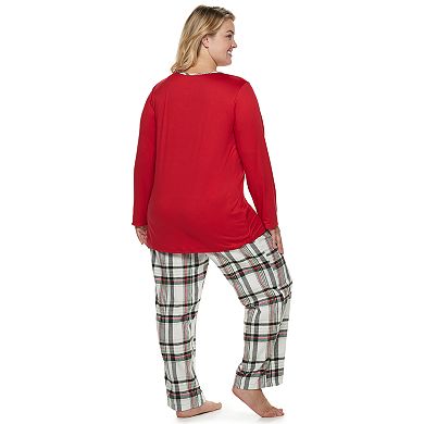 Plus Size Croft & Barrow® Sleep Tee & Flannel Pants Pajama Set