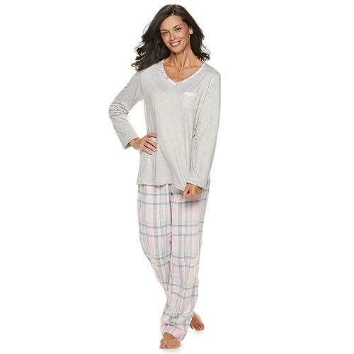 Petite Croft & Barrow® Tee & Flannel Pants Pajama Set