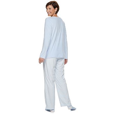 Women's Croft & Barrow® Velour Top & Pants Pajama Set