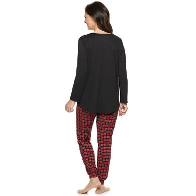 Women's Croft & Barrow® Holiday Graphic Sleep Tee & Banded Bottom Sleep Pants Pajama Set