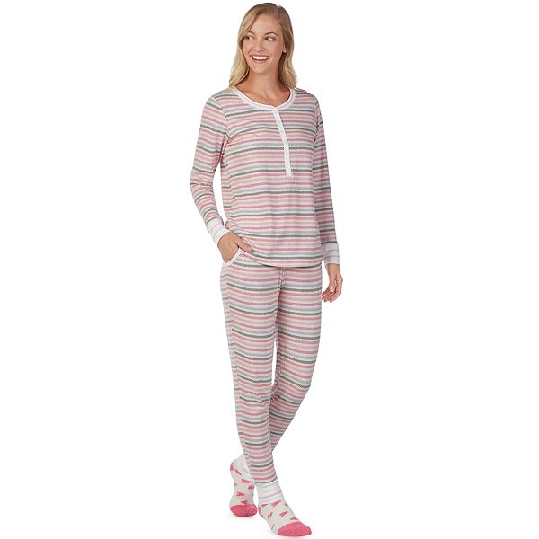 Women's Cuddl Duds Dreamer 3-piece Sleep Top & Banded Bottom Pant ...