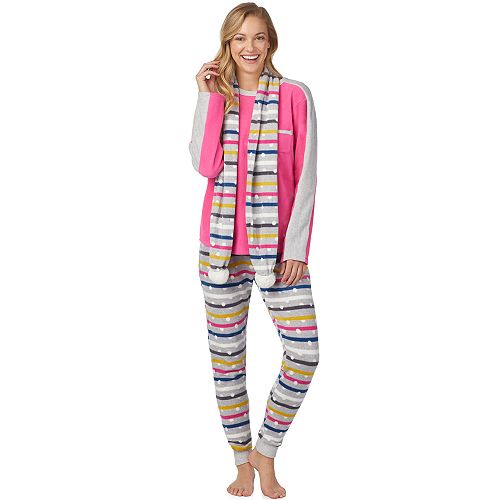 Women's Cuddl Duds Wonderland 3piece Microfleece Pajama Set