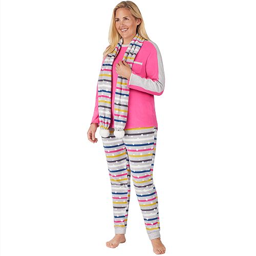 Plus Size Cuddl Duds Wonderland 3piece Microfleece Pajama Set