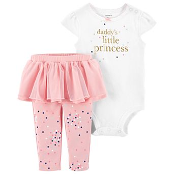 Baby Girl Carter's "Daddy's Little Princess" Foiled Graphic Bodysuit & Tutu Leggings Set