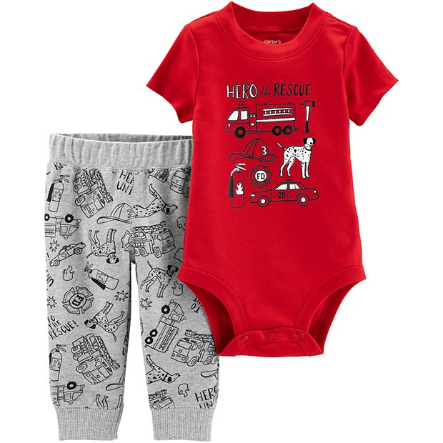 Carters Baby Clothing Outfit Boys 3-Piece Bodysuit & Pant Set Firetruck