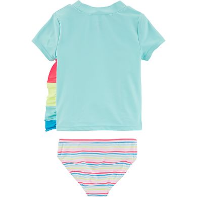 Toddler Girl Carter's Unicorn Rashguard & Bottoms Swimsuit Set