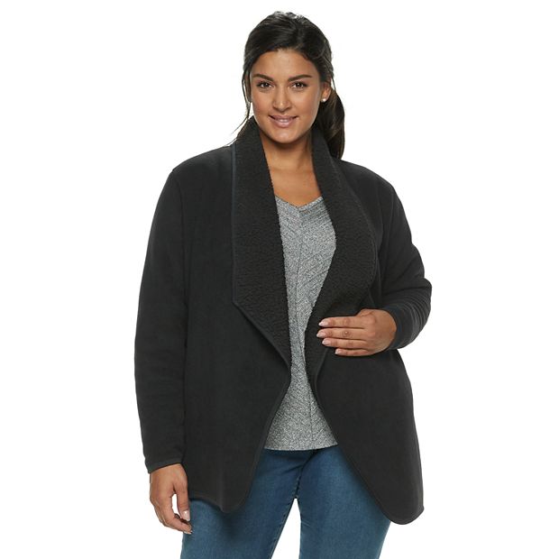 Plus Size Sonoma Goods For Life® Supersoft Fleece Sherpa Cardigan