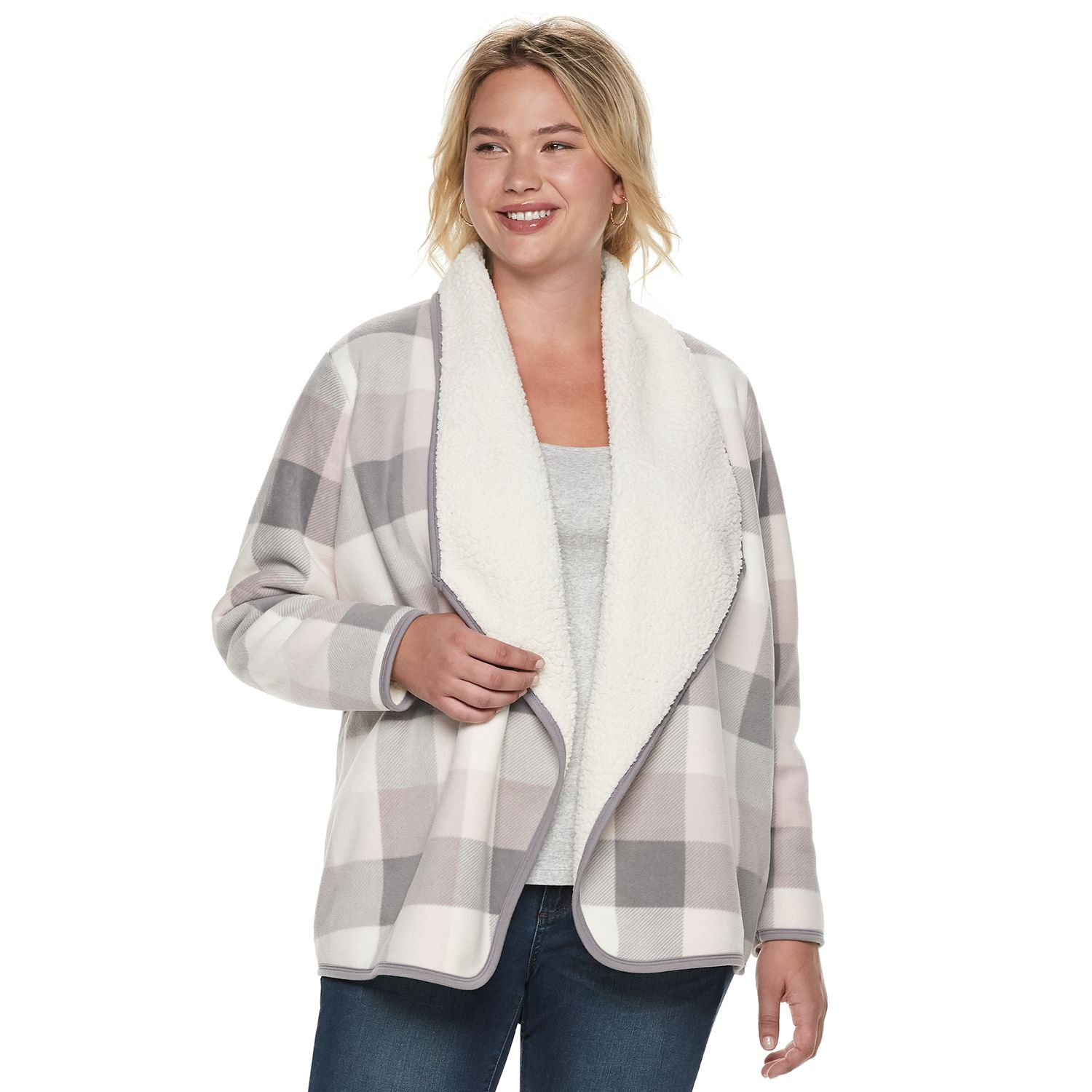plus size sherpa cardigan