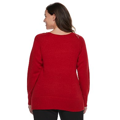 Plus Size Apt. 9® Embellished Yoke Crewneck Sweater