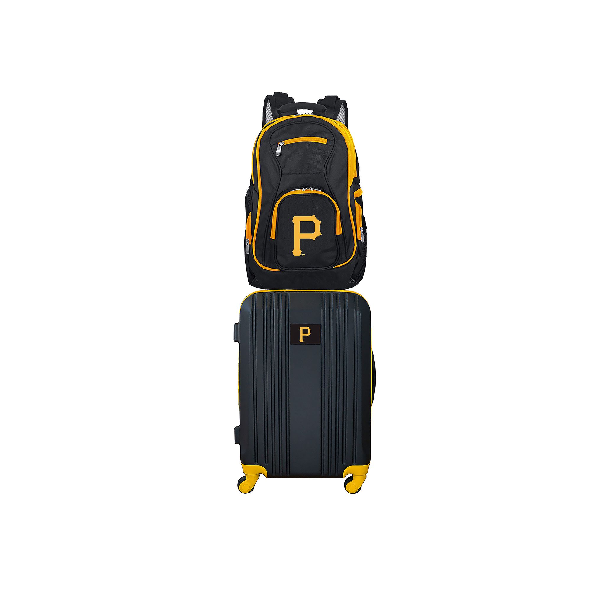 Pittsburgh Pirates Wheeled Carry-On Luggage & Backpack Set, Black