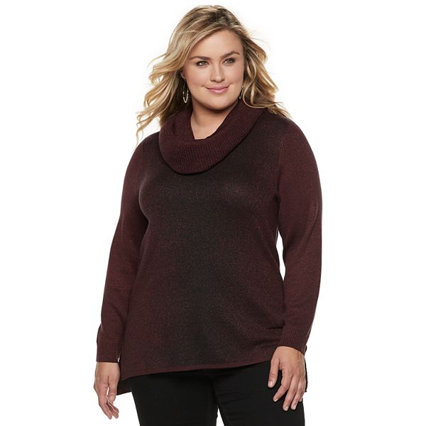Plus Size Apt. 9® High-Low Metallic Tunic Sweater