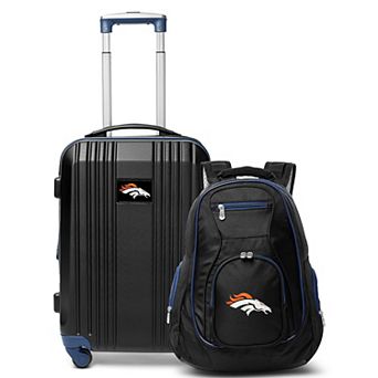 Denver Broncos Premium 2 pc Backpack and Carry-On Spinner Luggage Set