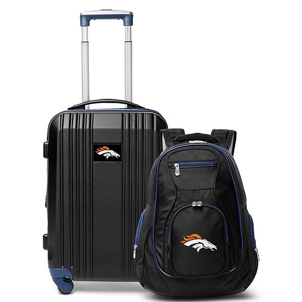 Denver Broncos Premium 2Piece Backpack and CarryOn Spinner Luggage Set