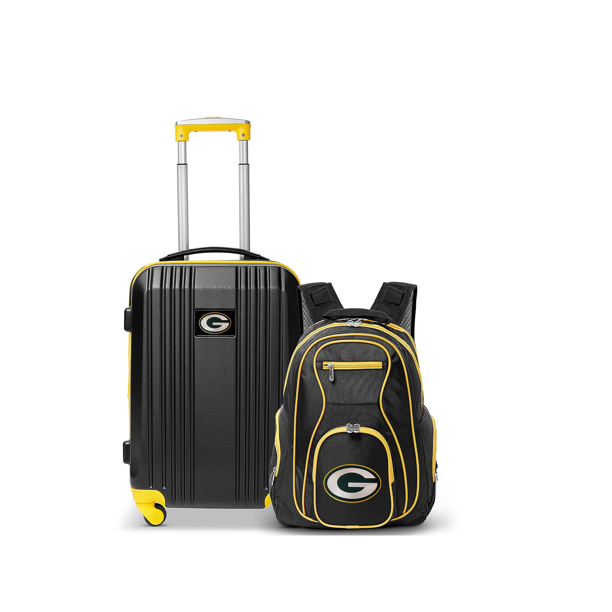 Green Bay Packers Premium 2-Piece Backpack and Carry-On Spinner Luggage Set