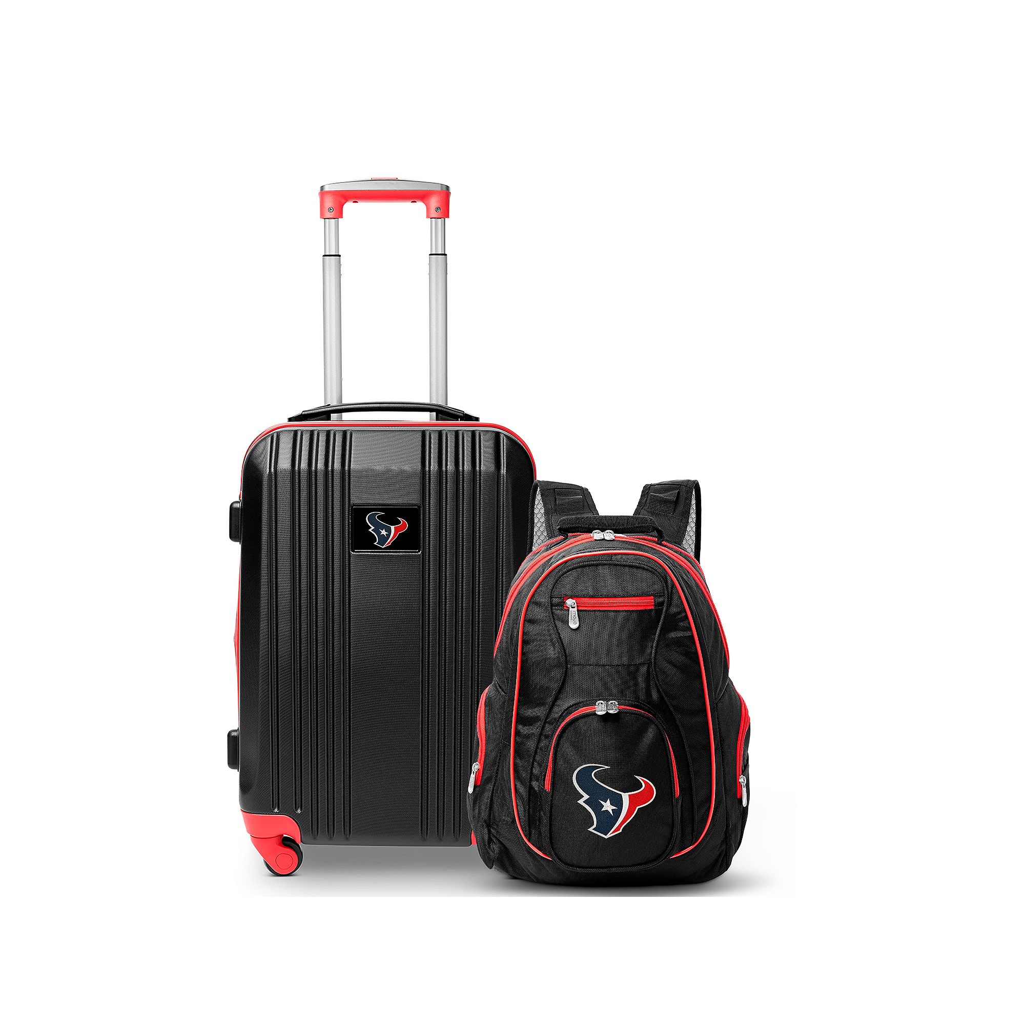 Houston Texas Premium 2-Piece Backpack and Carry-On Spinner Luggage Set, Bl