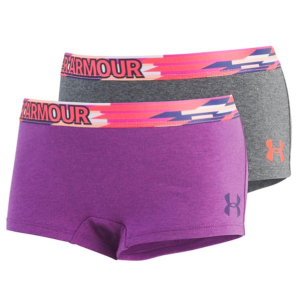 Girls 7-16 Under Armour 2-pack Twist Geo Stripe Boyshort Panties