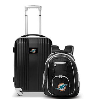 Miami Dolphins Premium 2 pc Backpack and Carry-On Spinner Luggage Set