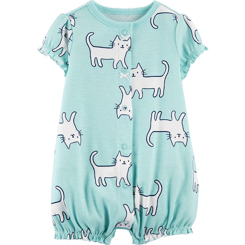 UPC 192135481714 product image for Baby Girl Carter's Cat Romper, Size: 6 Months, Print | upcitemdb.com