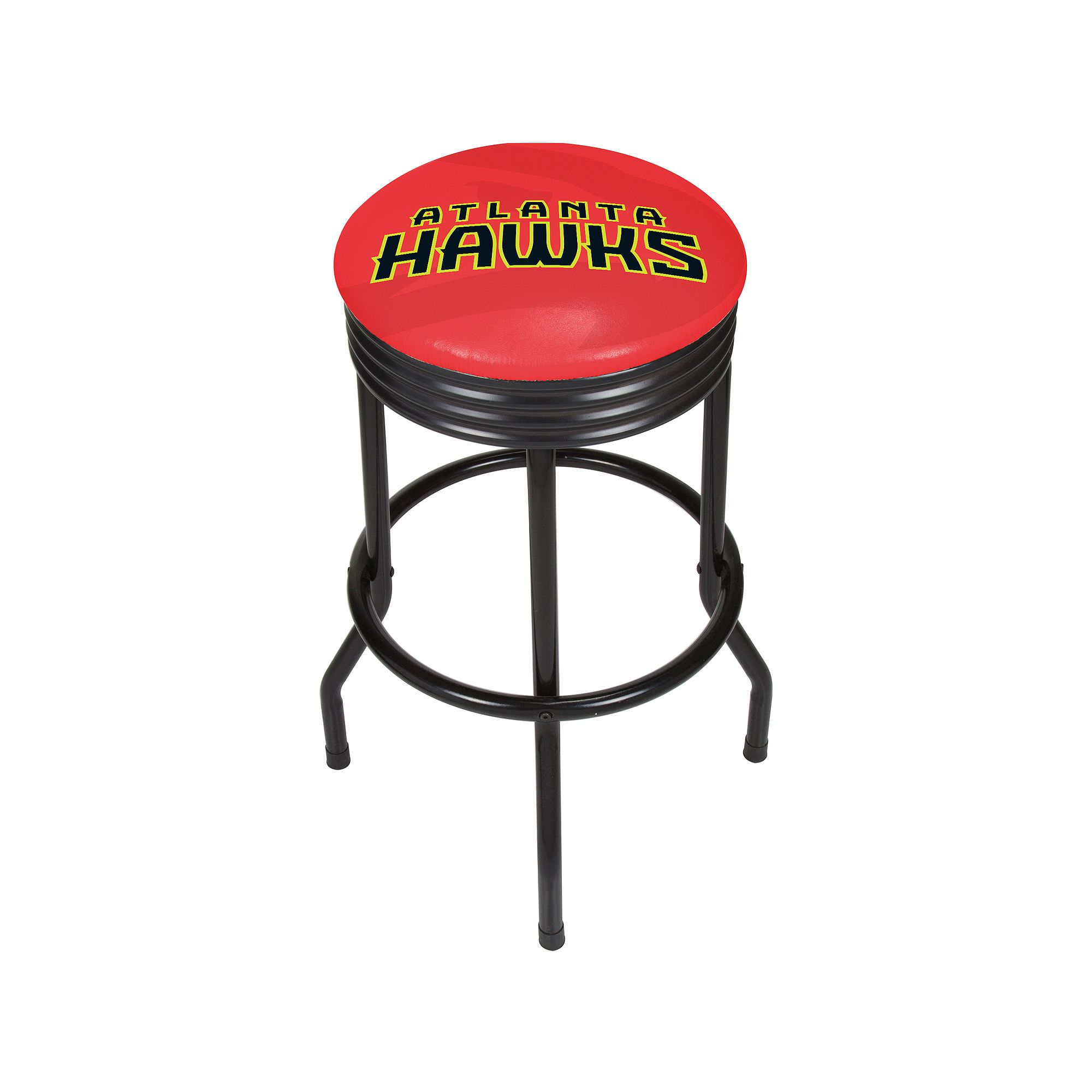 Atlanta Hawks Padded Ribbed Black Bar Stool, Red