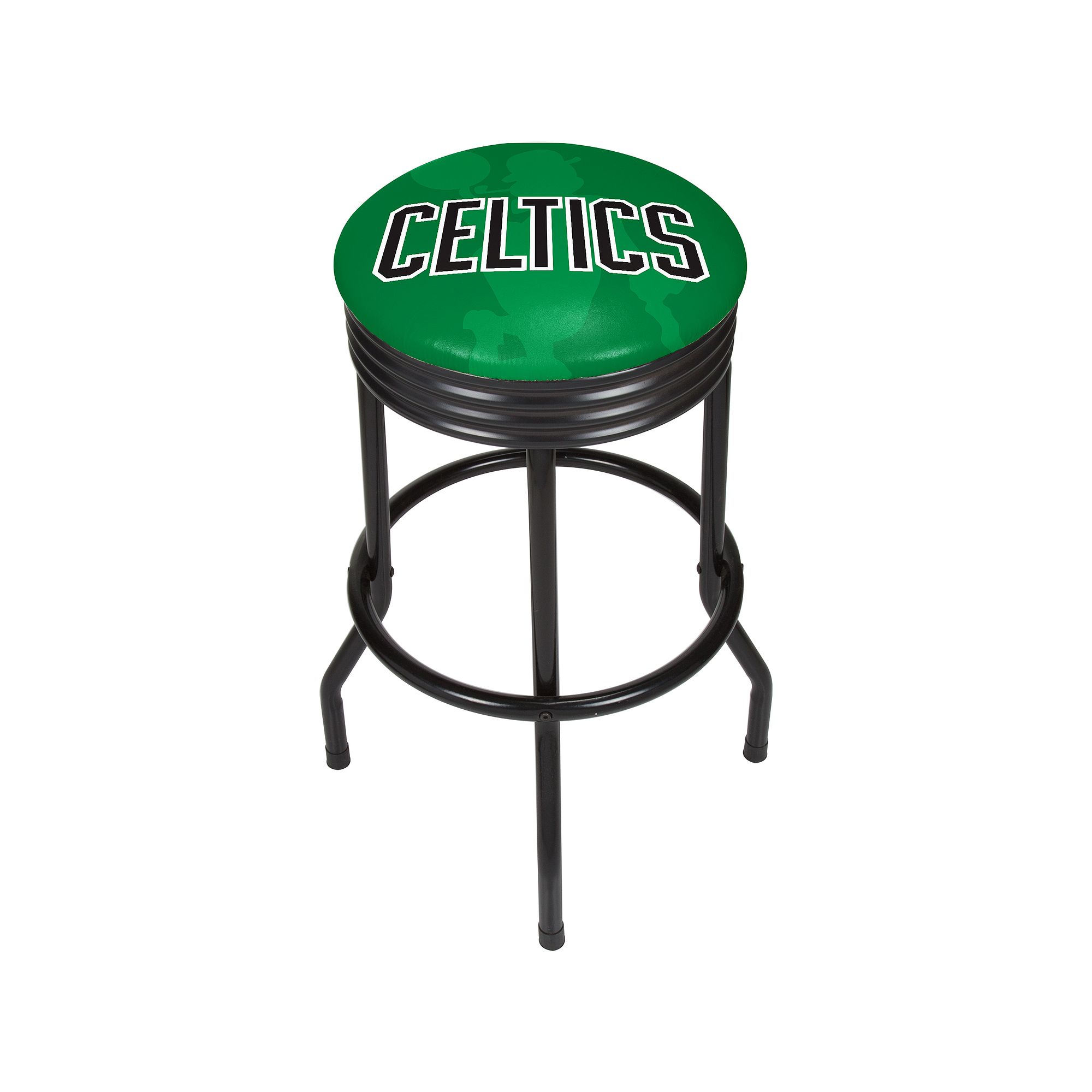 Boston Celtics Padded Ribbed Black Bar Stool, Green