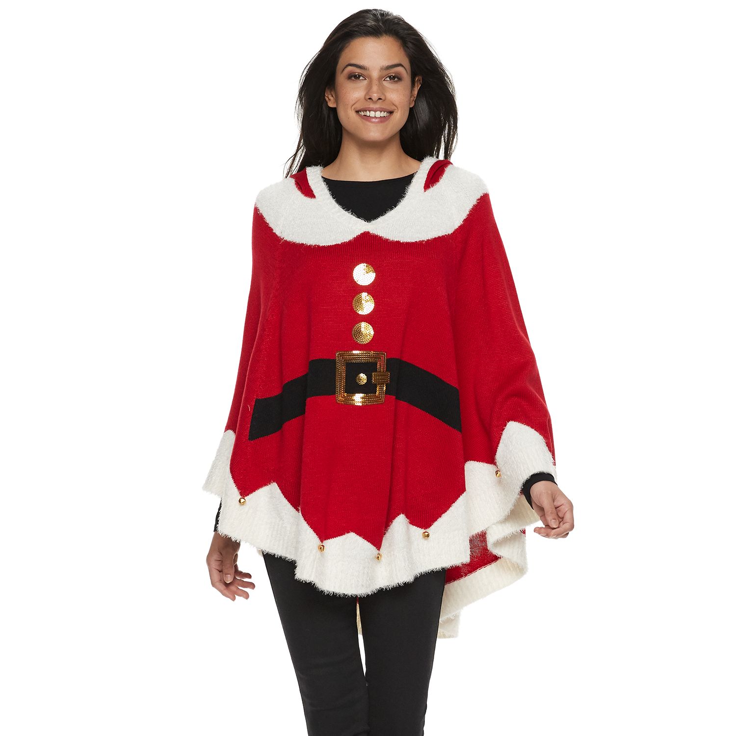 Womens Red Ponchos Christmas Sweaters 