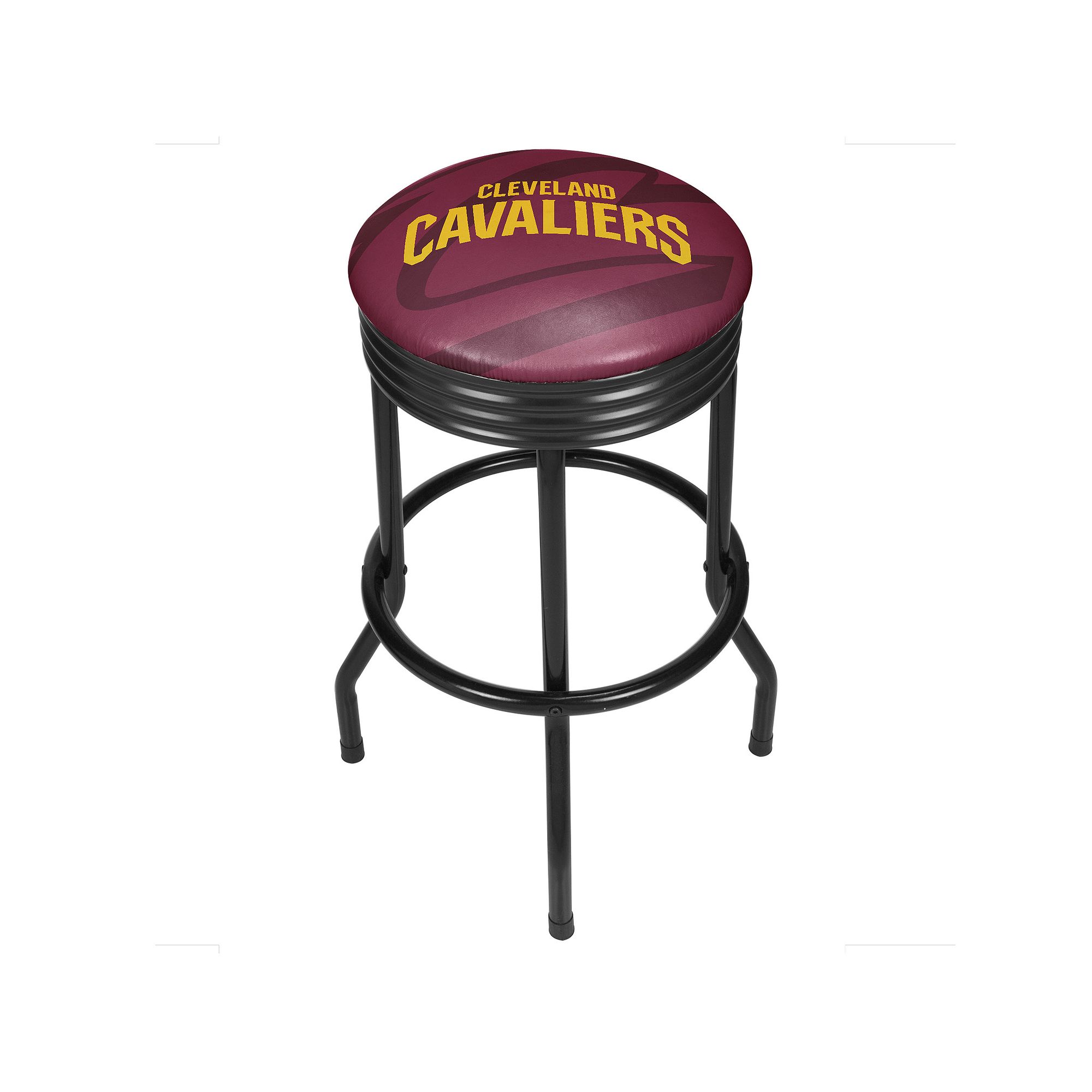 Cleveland Cavaliers Padded Ribbed Black Bar Stool, Red
